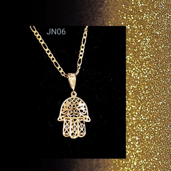 Necklace with carved Hamsa Hand pendant - Picture 2 of 3